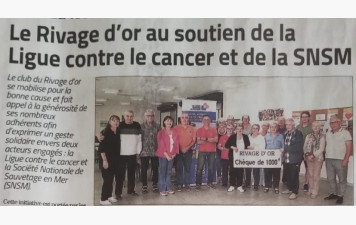 Le Club du Rivage D'Or au soutien de la ligue contre le cancer et de la SNSM